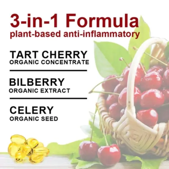 B Beworth Tart Cherry Extract Capsules with Bilberry Fruit & Celery Seed, 120ct image {2}