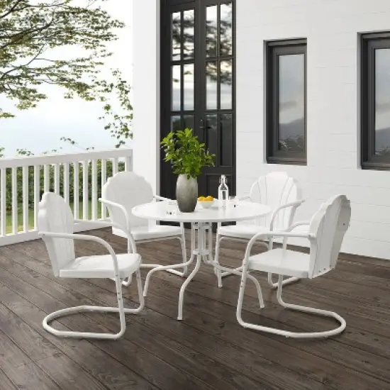 Tulip 5pc Outdoor Dining Set - White - Crosley image {3}