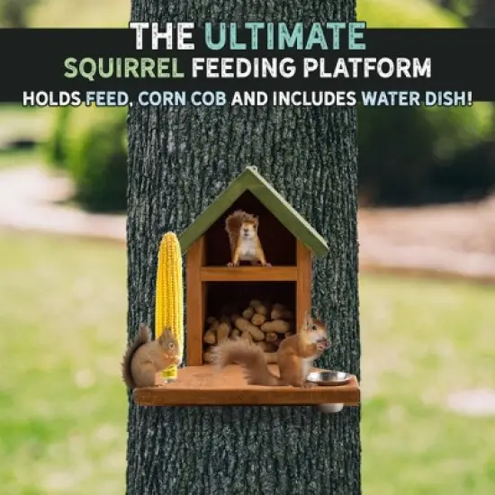Uncle Dunkels Ultimate Squirrel and Chipmunk Feeder; Rustic Handmade Squirrel Food Box image {6}