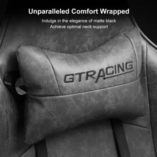 GTRACING Gaming Chair with Footres Ergonomic Recliner Office Chair with Lumbar Support Gray image {4}