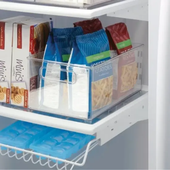 iDESIGN Kitchen Binz Plastic Deep Stackable Organizer with Handle: Clear Kitchen Cabinet Storage, 14.5" x 8" x 6" image {4}