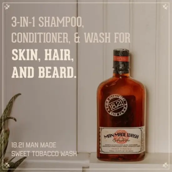 18.21 Man Made Sweet Tobacco 3-in 1 Mens Shampoo+Conditioner+Body Wash, 18 oz image {1}