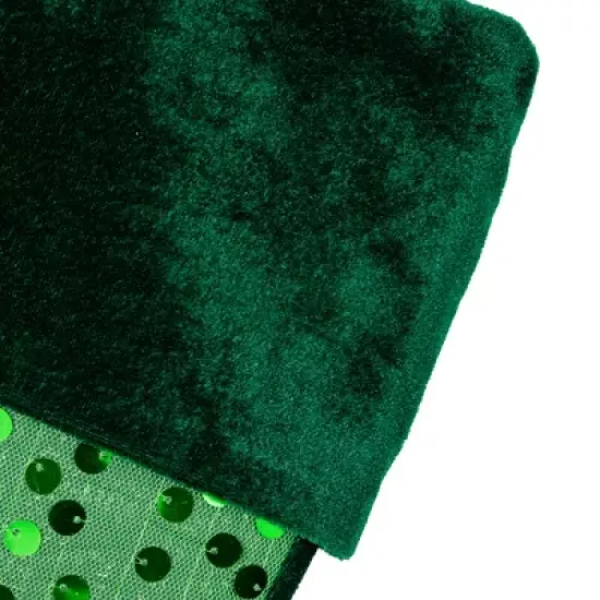 Northlight 20" Shiny Metallic Green Sequined Christmas Stocking with Velveteen Cuff image {4}