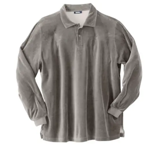 KingSize Men's Big & Tall Long-Sleeve Velour Polo image {5}