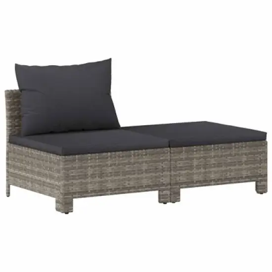 vidaXL Garden Lounge Set Gray Poly rattan Medium Lightweight image {9}
