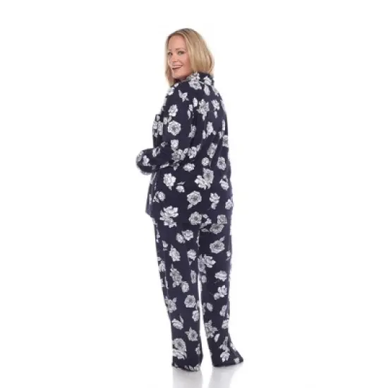 Plus Size Long Sleeve Floral Pajama Set - White Mark image {3}