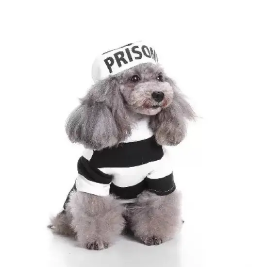 Pet Life Striped Retro Inmate Prisoner Uniform Dog Costume image {2}