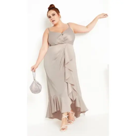 Women's Plus Size Bella Ruffle Maxi Dress - gardenia | CITY CHIC image {3}