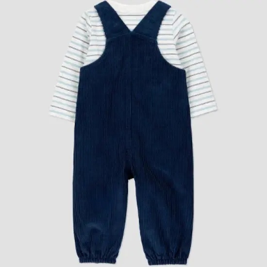 Carter's Just One You&reg; Baby Boys 2pc Striped Long Sleeve T-Shirt and Overalls Set - Blue image {2}