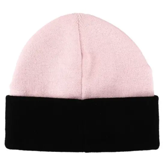 Blackpink Embroidered Logo Pink and Black Cuffed Knitted Beanie hat image {1}