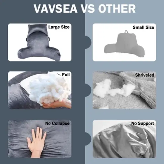 VAVSEA Reading Pillow Extra Large 31" Backrest Pillow with Arms Bed Rest Pillow image {2}
