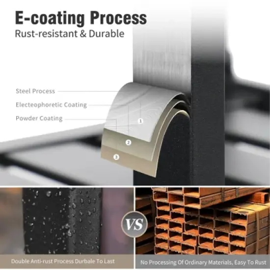 Captiva Designs 7pc Patio Dining Set with Slat-top Rectangle Steel Table & Metal Stackable Chairs image {10}