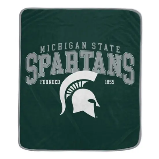 NCAA Michigan State Spartans Vintage Arch Block Flannel Fleece Blanket: Plush Sports Throw image {1}