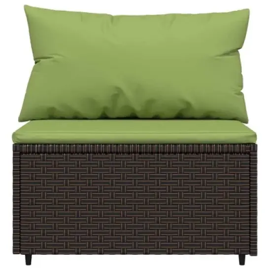 vidaXL Patio Lounge Set Brown with Green Cushions image {5}