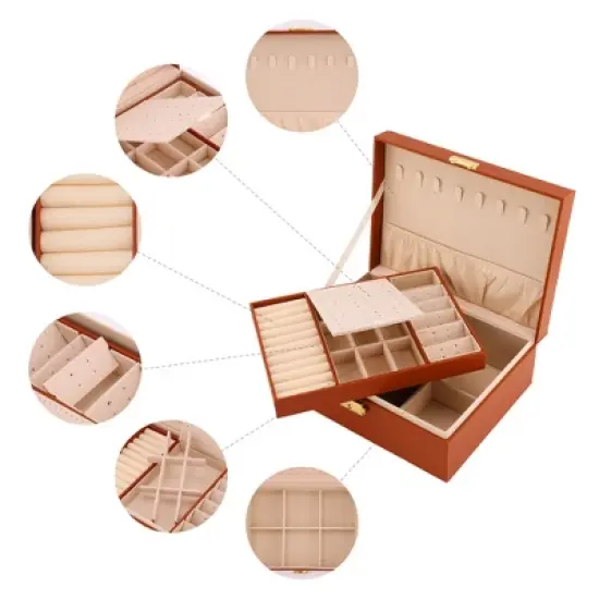 REGALWOVEN Women's Modern Storage Rectangle Large Capacity Jewelry Box image {4}