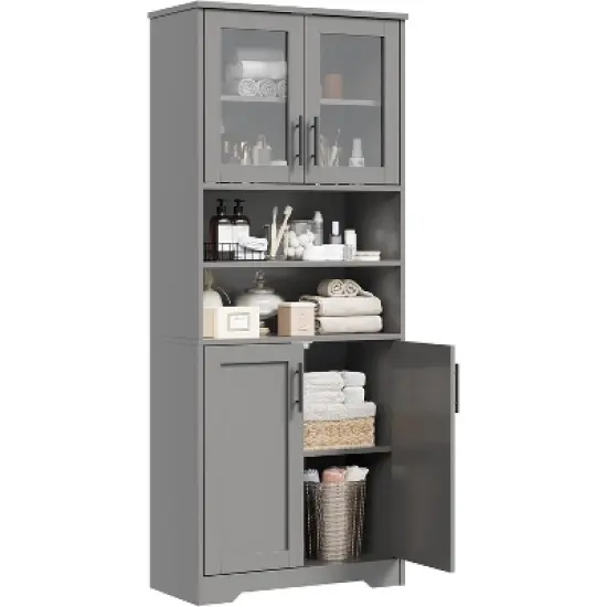 CuisinSmart 67in Tall Kitchen Pantry Storage Cabinet, Freestanding Pantry Cabinets with 4 Doors and Adjustable Shelves for Living Room Office image {8}