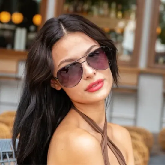 WMP Eyewear Oversized Designer Inspired Flat Lens Sunglasses for Women image {2}