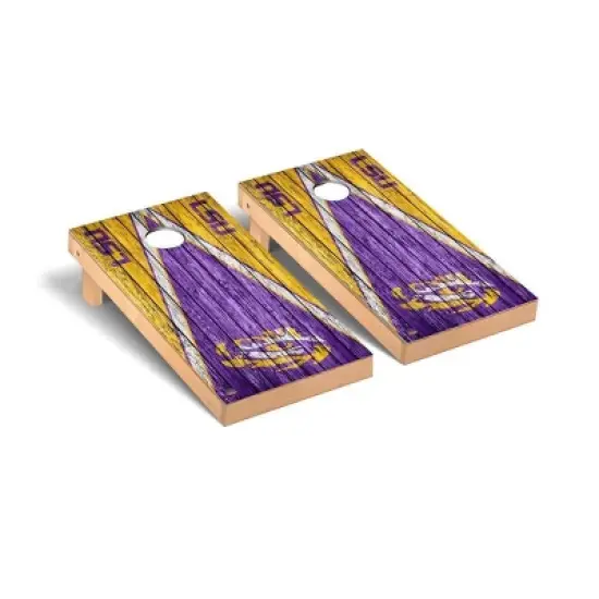 NCAA LSU Tigers Premium Cornhole Board Triangle Weathered Version image {1}