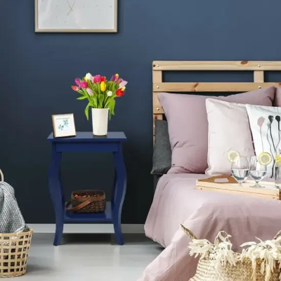 Costway Set of 2 NightStands Side Table End Table Accent Table w/ Shelf Indigo image {3}