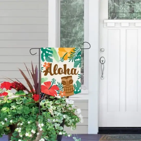 Big Dot of Happiness Tropical Luau - Outdoor Home Decorations - Double-Sided Hawaiian Beach Party Garden Flag - 12 x 15.25 inches image {5}