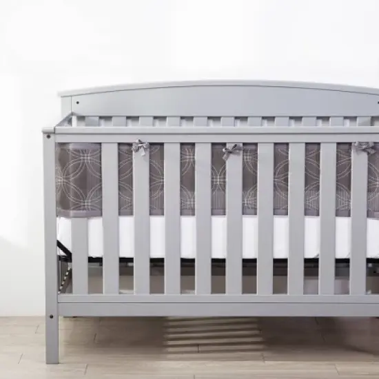 BreathableBaby Breathable Mesh Crib Liner - Deluxe Embroidered Collection - Gray Links image {5}