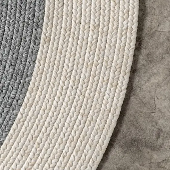 nuLOOM Indoor/Outdoor Braided Solid Border Delaine Area Rug image {4}