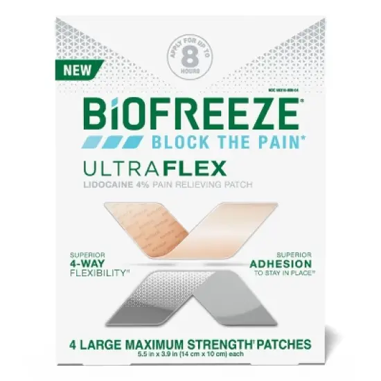 Biofreeze Lidocaine Ultraflex Joint and Muscle Pain Relievers Patch - 4ct image {12}