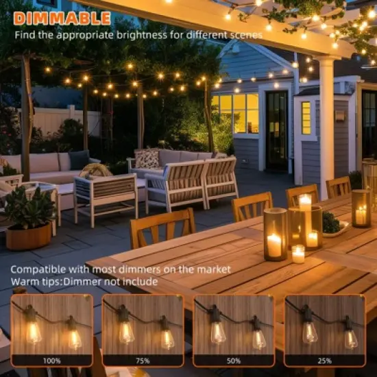 Itopfox 240FT Waterproof LED Outdoor String Lights, Shatterproof Vintage Lighting for Patio, Backyard, Porch, Gazebo, Warm White Dimmable Commercial image {6}