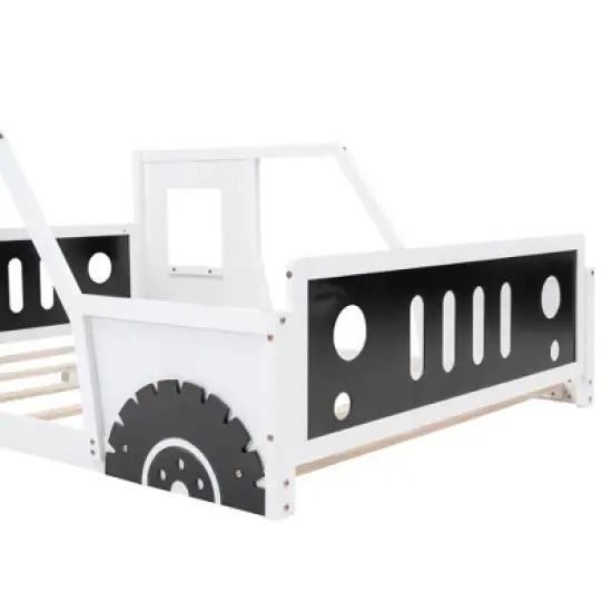 Full Size Classic Car-Shaped Platform Bed with Wheels - ModernLuxe image {9}