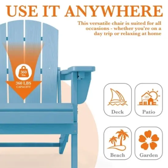 Hyleory Adjustable HDPE Adirondack Chair with Ergonomic Backrest image {4}