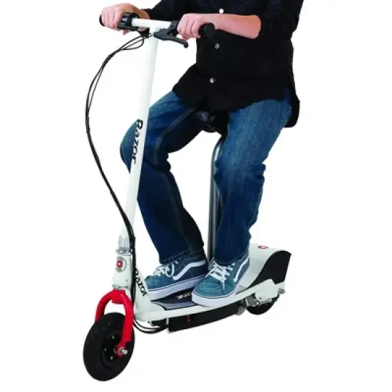 Razor E200S Seated Electric 12 MPH Scooter w/ Twist Grip Throttle & Brake, White image {5}