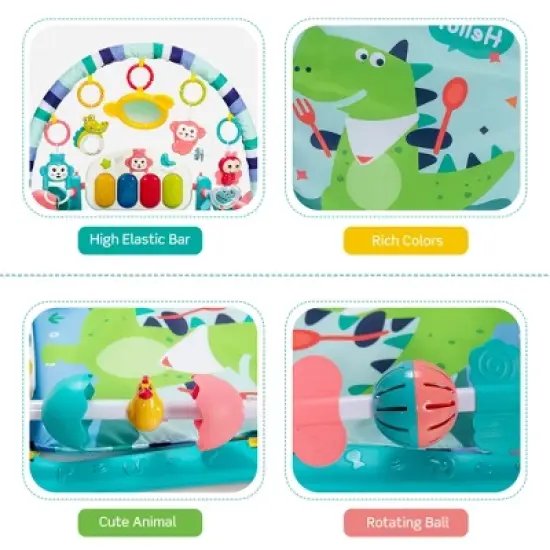 Costway Baby Gym Play Mat Kick & Play Piano Gym Mat Activity Center for Infants Pink image {8}