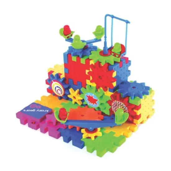 Krazy Gears Gear Building Toy Set - Interlocking Learning Blocks & Motorized Spinning Gears - 81 Piece Set image {1}