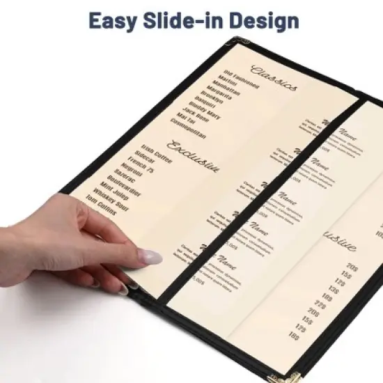 WeChef 30 Pcs Restaurant Menu Covers Holders for 4.25 x 11" Paper 3 Page 6 View image {2}