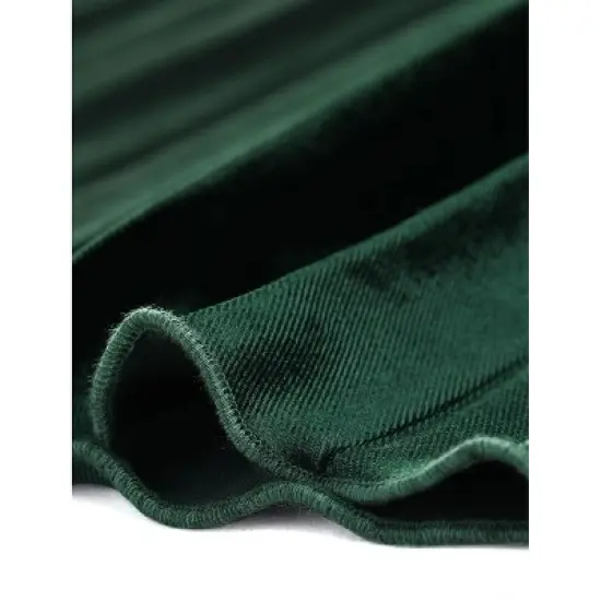 Allegra K Women's High Elastic Waist Velvet Pleated Swing Midi Skirt image {5}