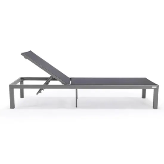 LeisureMod Marlin Patio Sling Chaise Lounge Chair in Grey Aluminum image {5}