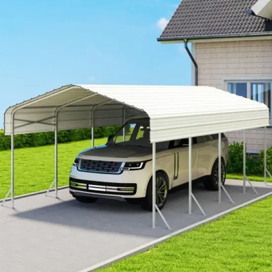 XBRIGH 12x20 Ft Carport, Heavy Duty Metal Car Port, All-Weather Protection, Easy Assembly for Cars, Trucks, Boats, Tractors, and Outdoor Storage image {8}