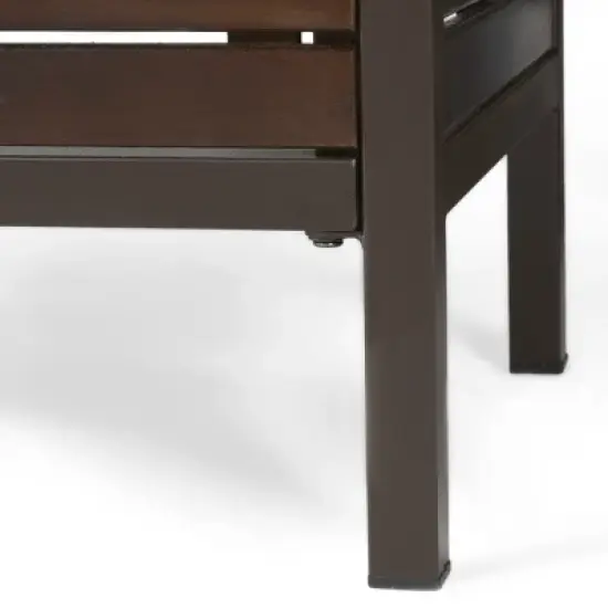 GDFStudio Darnel Outdoor Acacia Wood 3 Piece Bar Set, Dark Brown image {5}