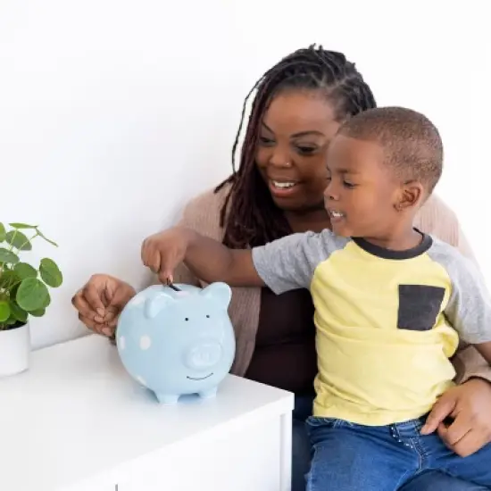 Pearhead Piggy Bank - Blue Polka image {2}