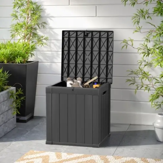 MAYEERTY 50 Gallon Large Capacity Outdoor Deck Box for Patio Furniture Cushions, Pillow with Wheels, Black image {6}