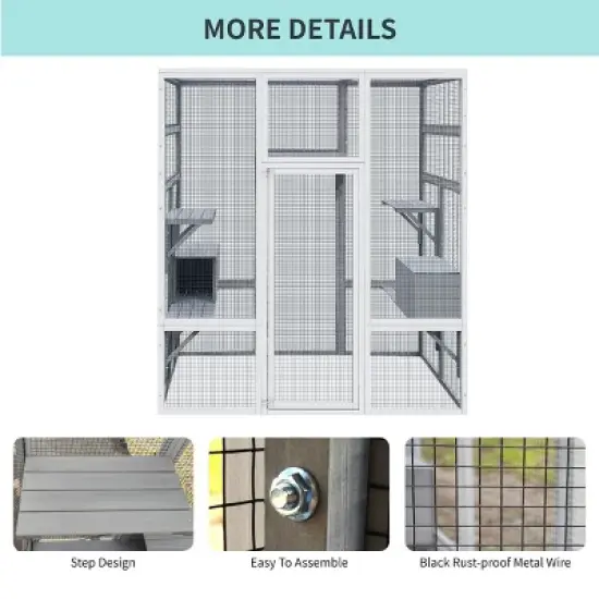 62"Wx70"H Outdoor Wooden Large Pet Enclosure With Anti-UV And Waterproof,7 Platforms And 2 Resting Boxes,Cat Shelter -Maison Boucle image {5}