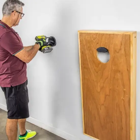 GoSports Wall Mounted Cornhole Board Hangers - Set of 2 - Includes Bean Bag Tote image {2}