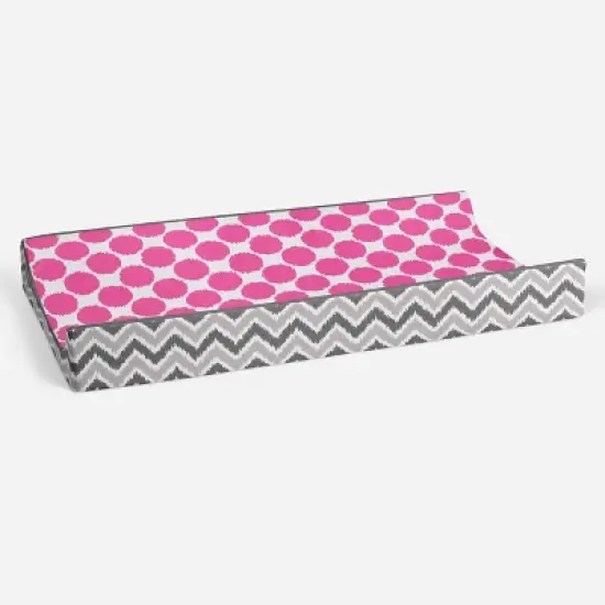 Bacati - Gray Zigzag Pink Dots Muslin Changing Pad Cover.... image {2}