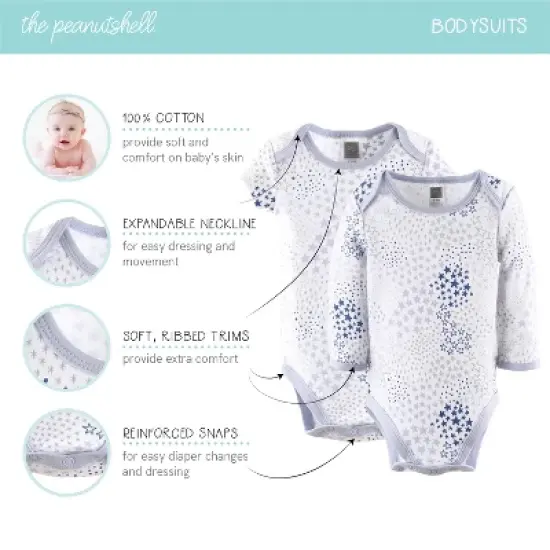 The Peanutshell Baby Girl or Boy Cotton  Layette Set or Gift Set, To The Moon, 23-Pieces, Blue/Gray, 0-3 Months image {2}