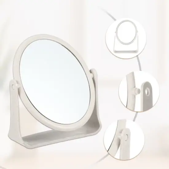 Unique Bargains Plastic Double-Sided Rotating Round Makeup Mirror 1 Pc image {5}