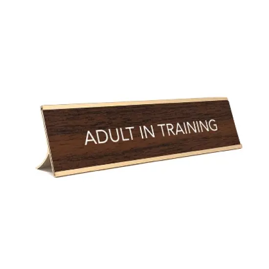 LEMONSODA Nameplate Style Desk Sign (ADULT IN TRAINING) - Brown and Gold image {4}