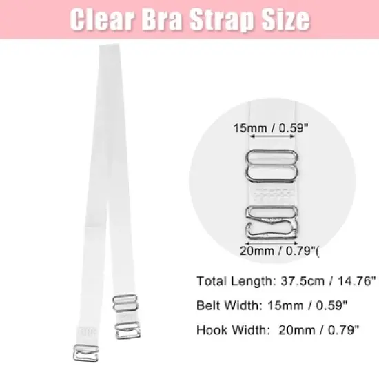 Unique Bargains ABS Non-Slip Adjustable Invisible Clear Bra Shoulder Strap with Stainless Steel Hook Transparent 3 Pair image {3}
