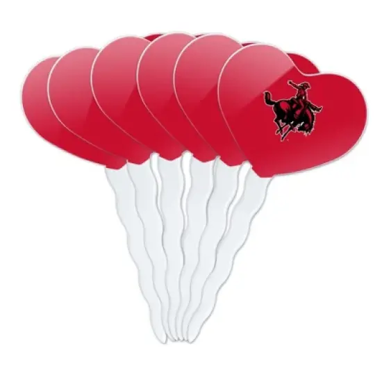 Northwestern Oklahoma State Primary Heart Love Cupcake Picks Toppers Decoration Set of 6 image {7}