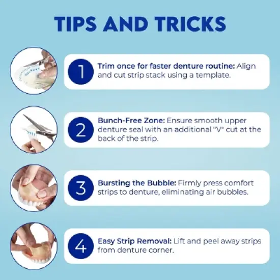 Secure Denture Adhesive Cushion Strips &ndash; Zinc Free &ndash; Waterproof &ndash; Comfortable Fit for Uppers & Lowers &ndash; Extra Firm All-Day-Hold &ndash; Clean Ingredients image {4}