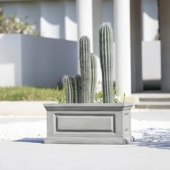 LuxenHome Gray MgO Rectangular Box Flower Pot Planter image {4}